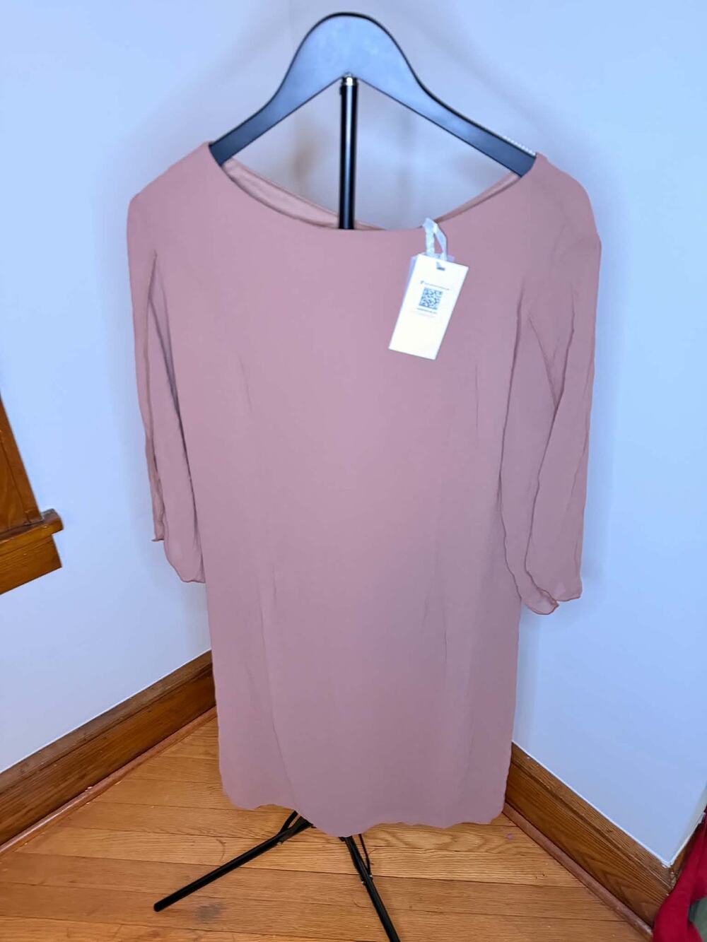 Grace Karin Size 12 Mauve Pink Chiffon 3/4 Split Sleeve Shift Dress NWT